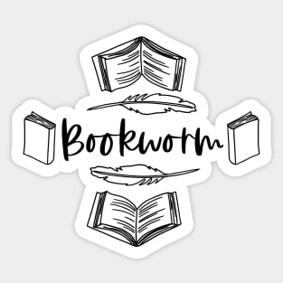 Bookworm - Black - Book Lover Reader Sticker